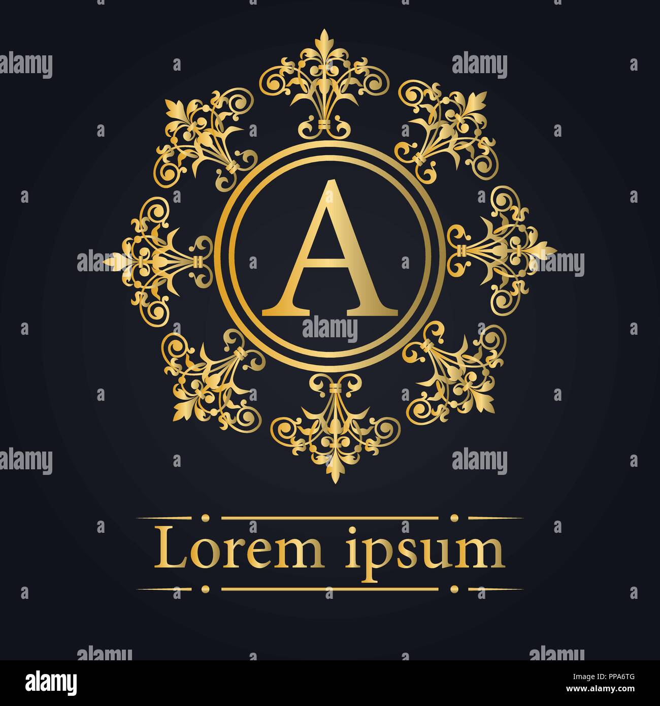 Brief eine Goldene Monogramm Stock Vektor