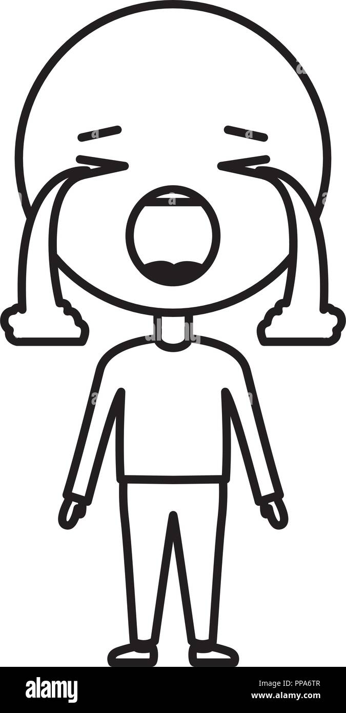 Cartoon Schreien Emoticon Mit Krper Kawaii Charakter Stock