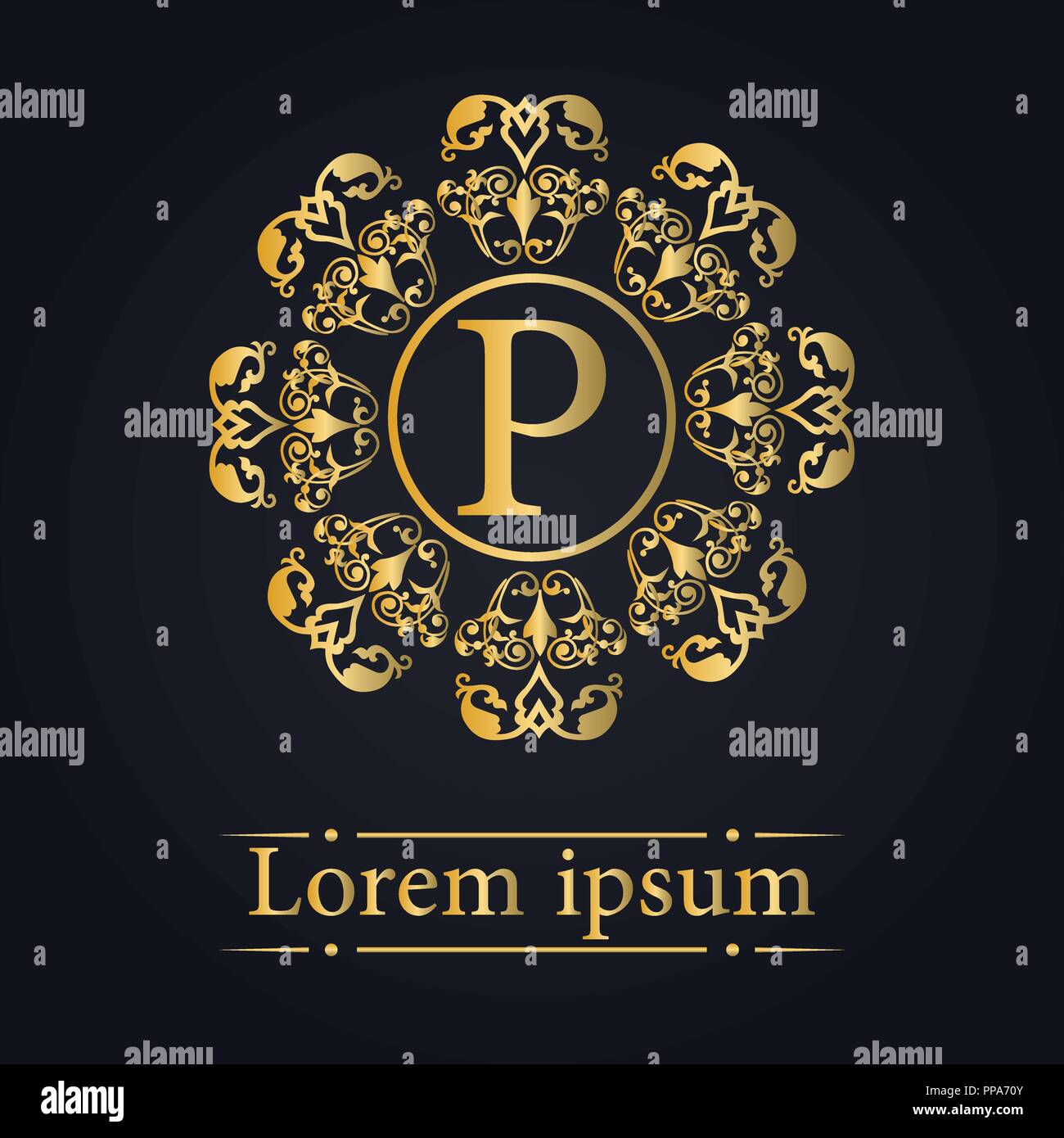 Buchstabe C Golden Monogramm Stock Vektor