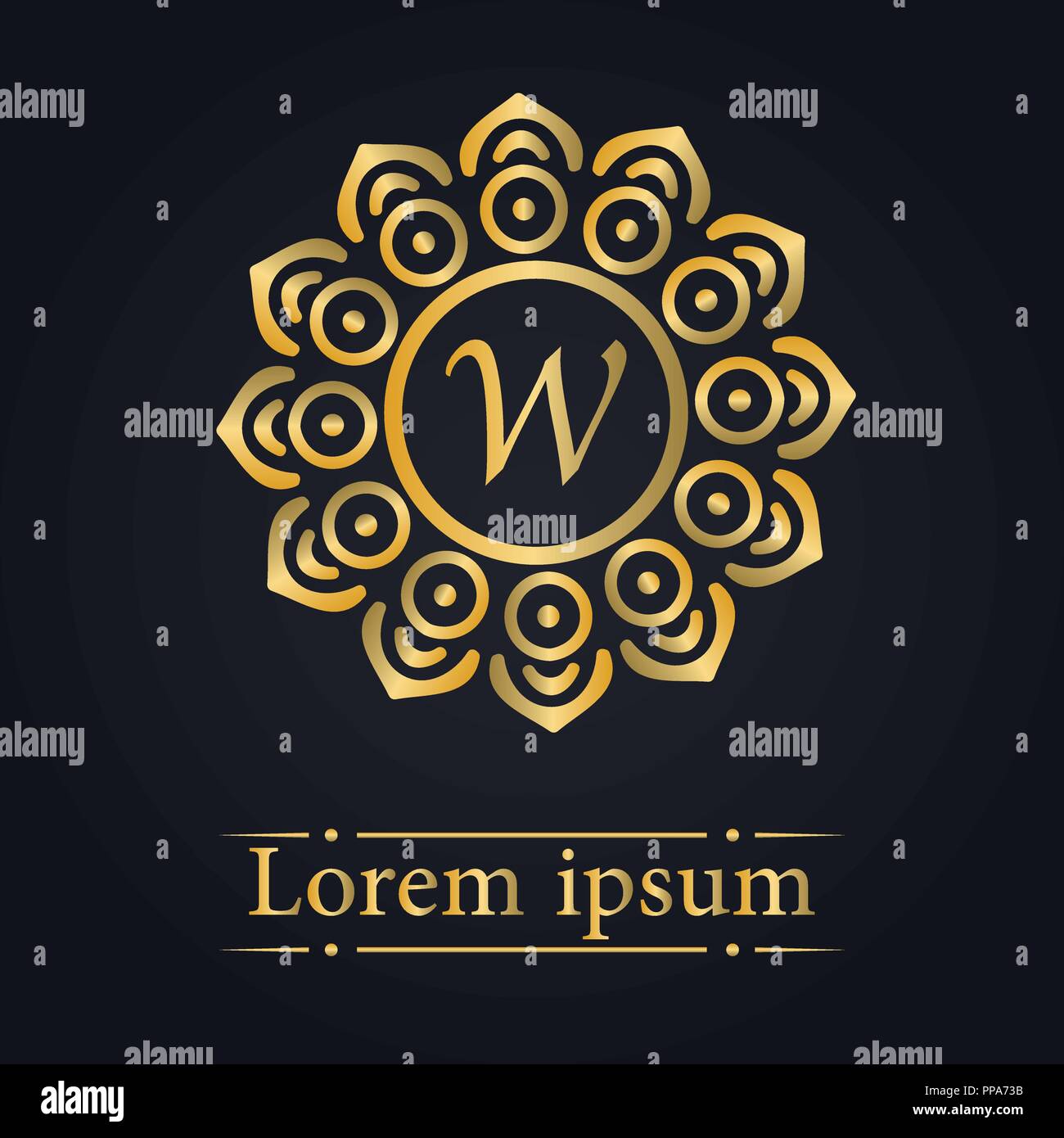 Buchstabe W Golden Monogramm Stock Vektor