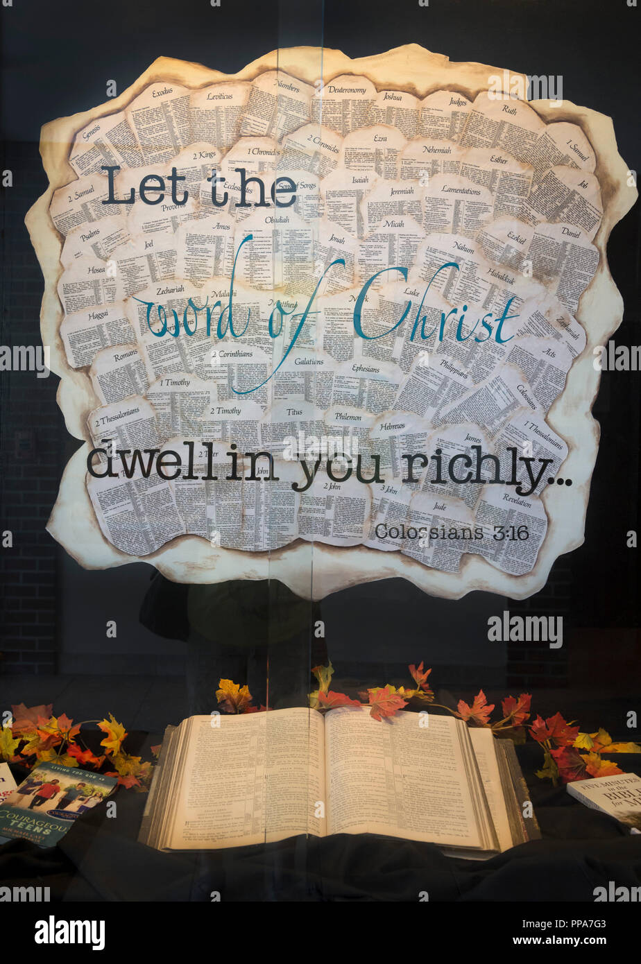 Wort Christi Anzeige an einer baptistischen Kirche in North Central Florida. Stockfoto