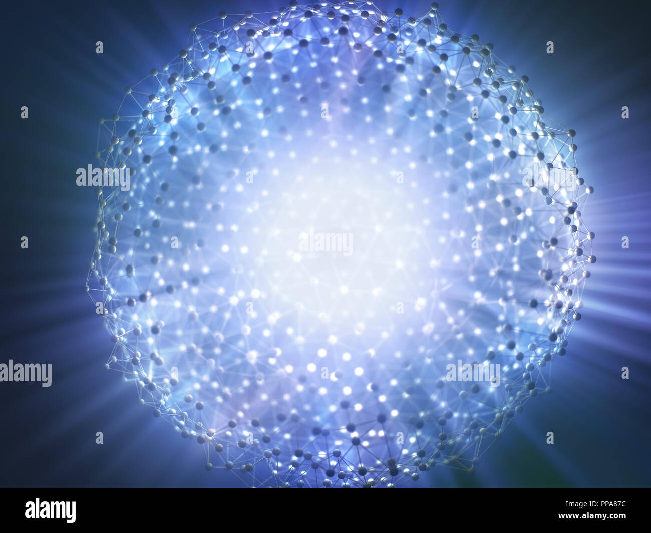 Abstraktes Bild von Wissenschaft und Technologie. Molekulare Verbindungen voller Energie. Stockfoto