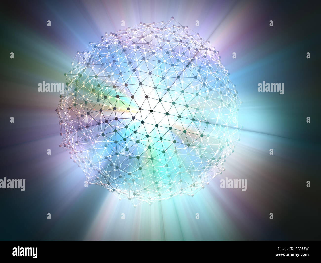 Abstraktes Bild von Wissenschaft und Technologie. Molekulare Verbindungen voller Energie. Stockfoto