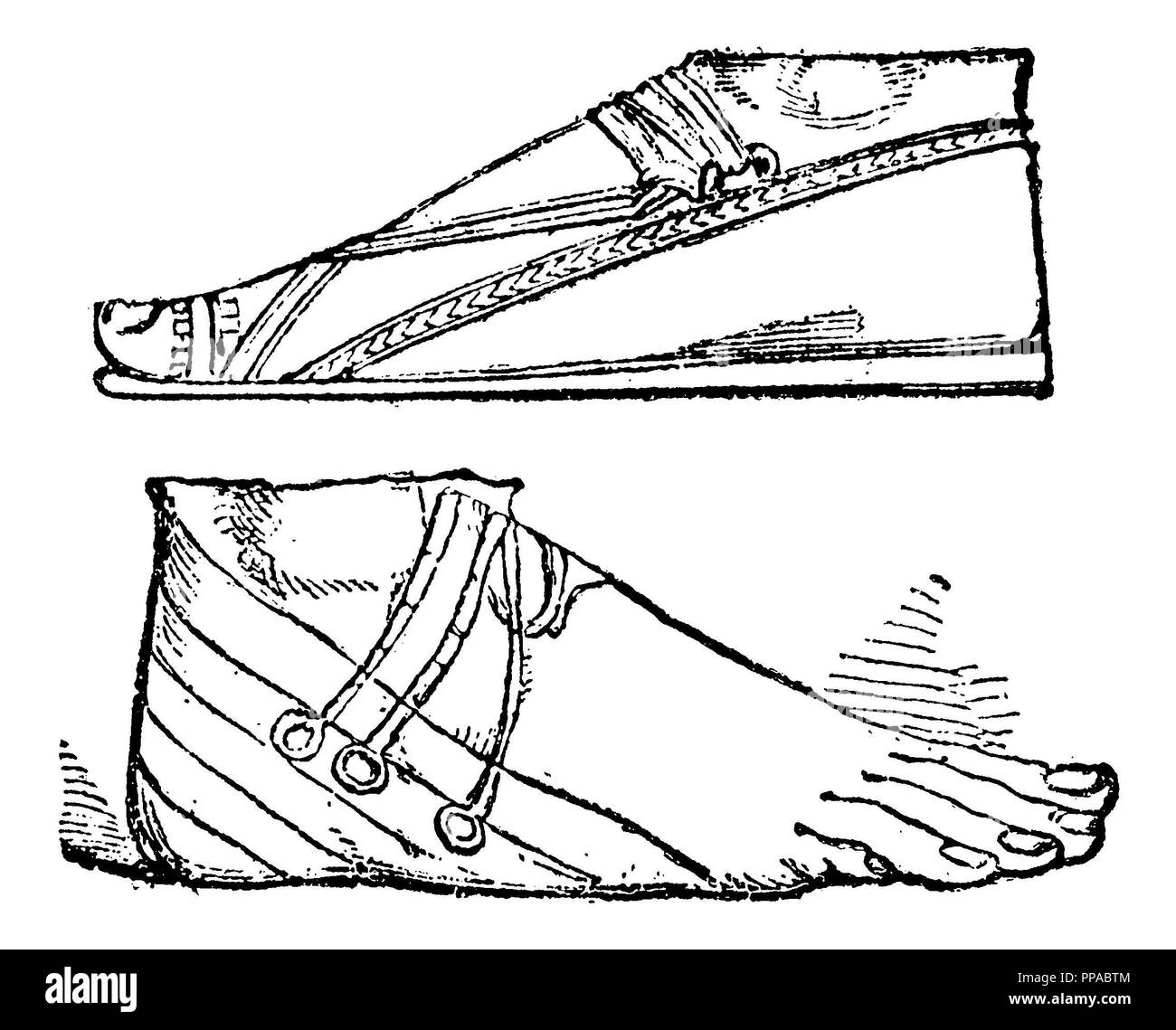 Assyrische Sandalen. Nach Layard, 1885 Stockfoto