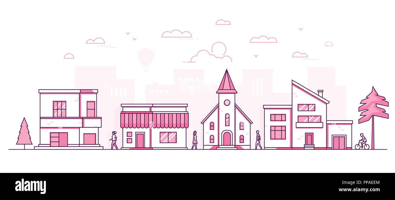 Stadt Street - Moderne thin line Design Vector Illustration Stock Vektor