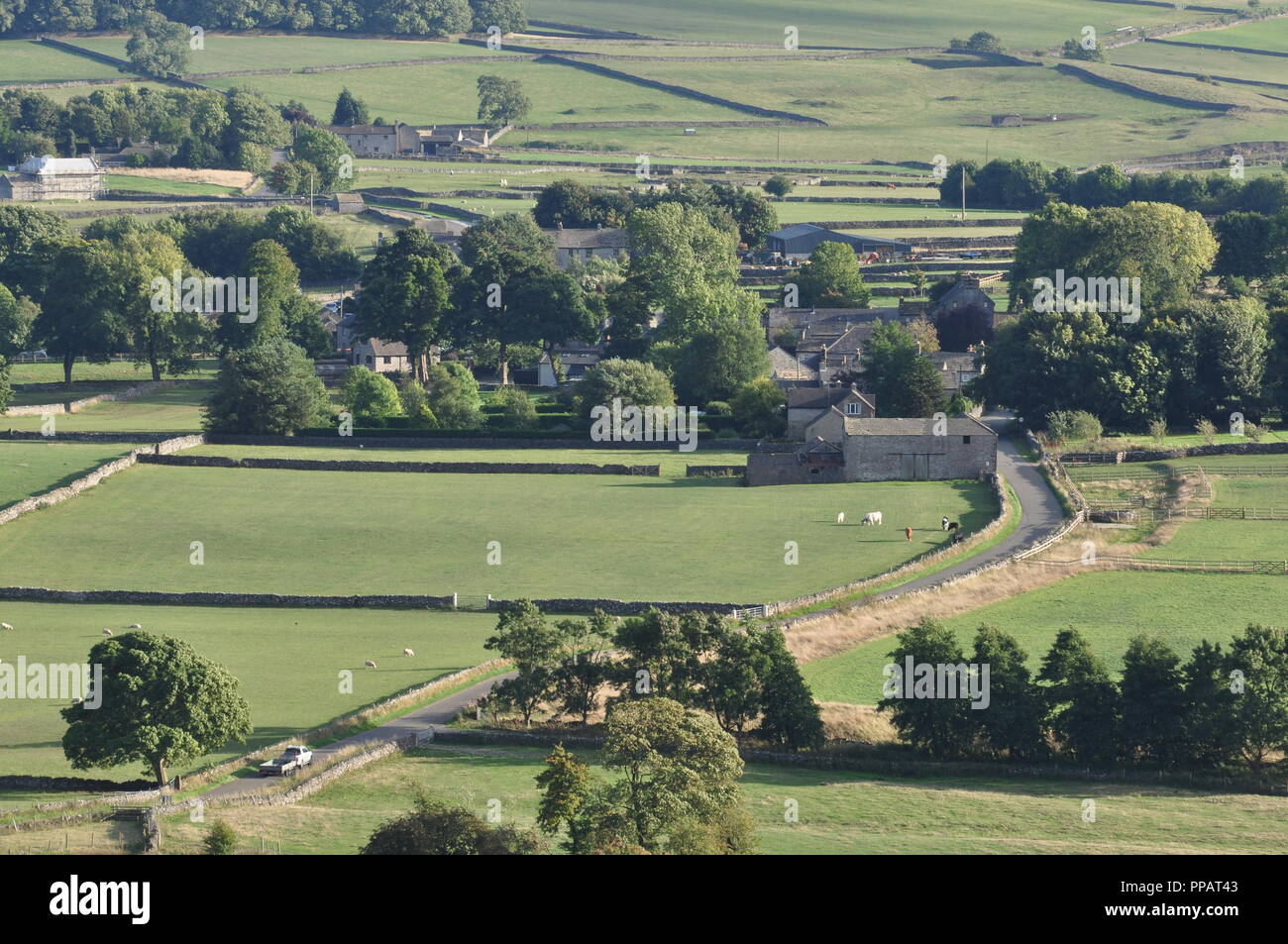 Auf Foolow und Longstone Moor aus von Ordnance Survey grid Ref 184779 oben Great Hucklow in The Derbyshire Peak District, England Großbritannien Stockfoto