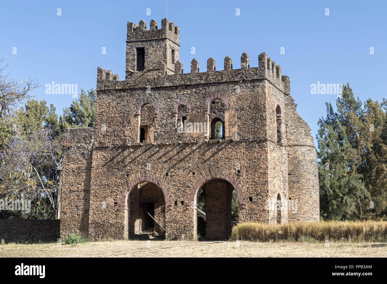 Das Archiv Schloss (Bibliothek) des Königs Fasilides. Fasil Ghebbi, Royal Enclosure, Gonder, Äthiopien UNESCO Weltkulturerbe Stockfoto