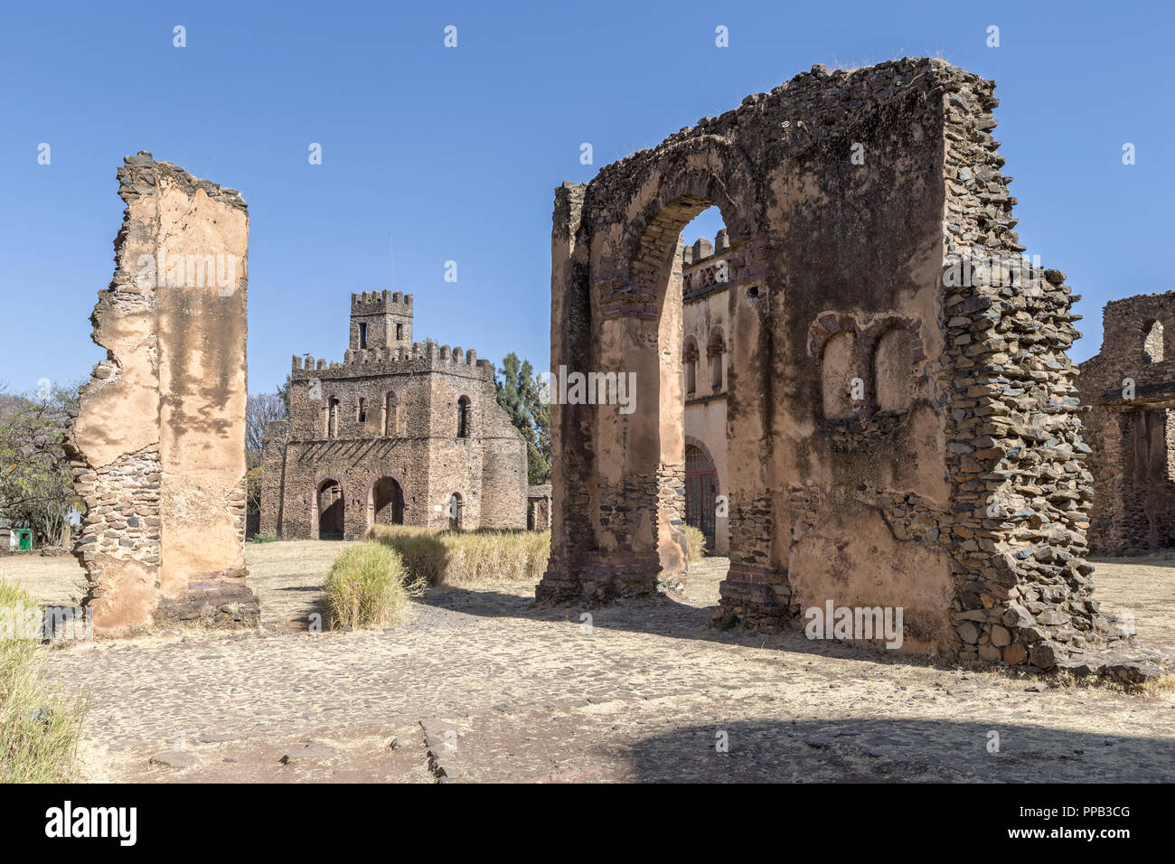 Das Archiv Schloss (Bibliothek) des Königs Fasilides aus Fasilide's Castle. Fasil Ghebbi, Royal Enclosure, Gonder, Äthiopien. Weltkulturerbe der UNESCO Stockfoto