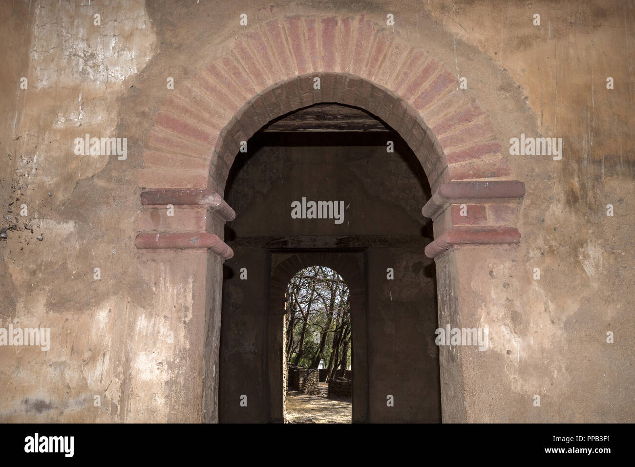 Palast der IYASU I, Fasil Ghebbi, Royal Enclosure, Gonder, Äthiopien. Weltkulturerbe der UNESCO Stockfoto