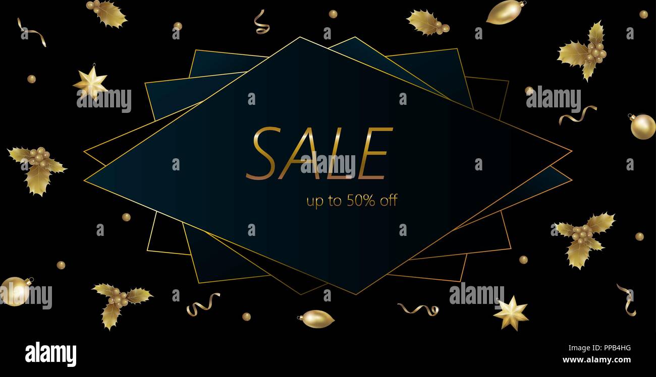 Neues Jahr Weißbuch material Verkauf Karte. Angebot Rabatt goldenen Schnitt Textur Weihnachtsbaum Gold Star. Business Marketing Promotion card Urlaub Blätter design template Vector Illustration Stock Vektor