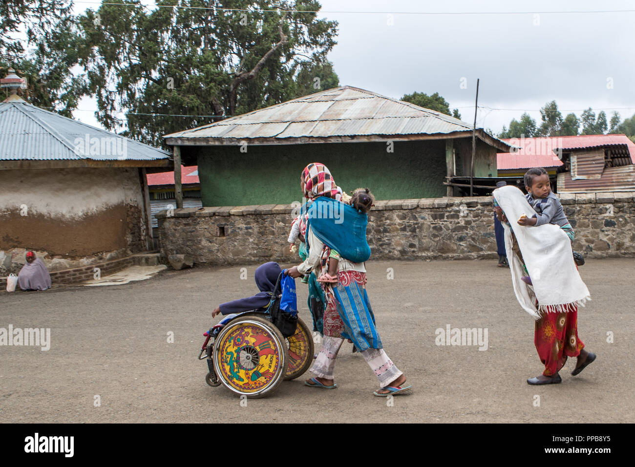 Aus Gründen der Maryam oder St. Mary's Church, Entoto Hill, Addis Abeba, Äthiopien Stockfoto