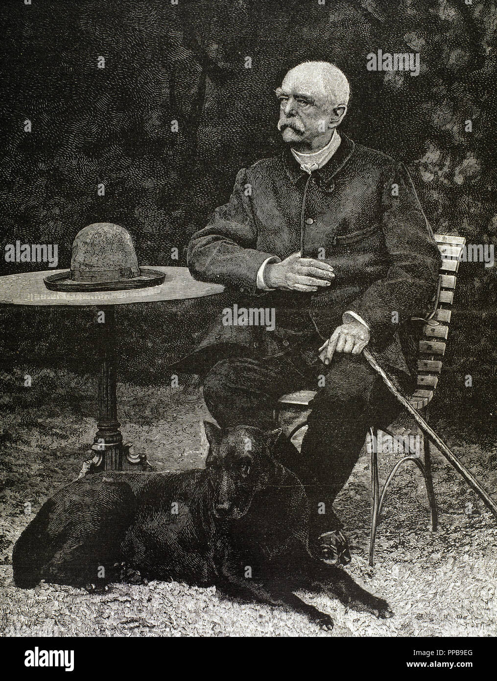 BISMARCK, Otto-Leopold, Prinz von (1815-1898). Deutscher Staatsmann. 19. Jahrhundert Kupferstich von R. Bong. Stockfoto