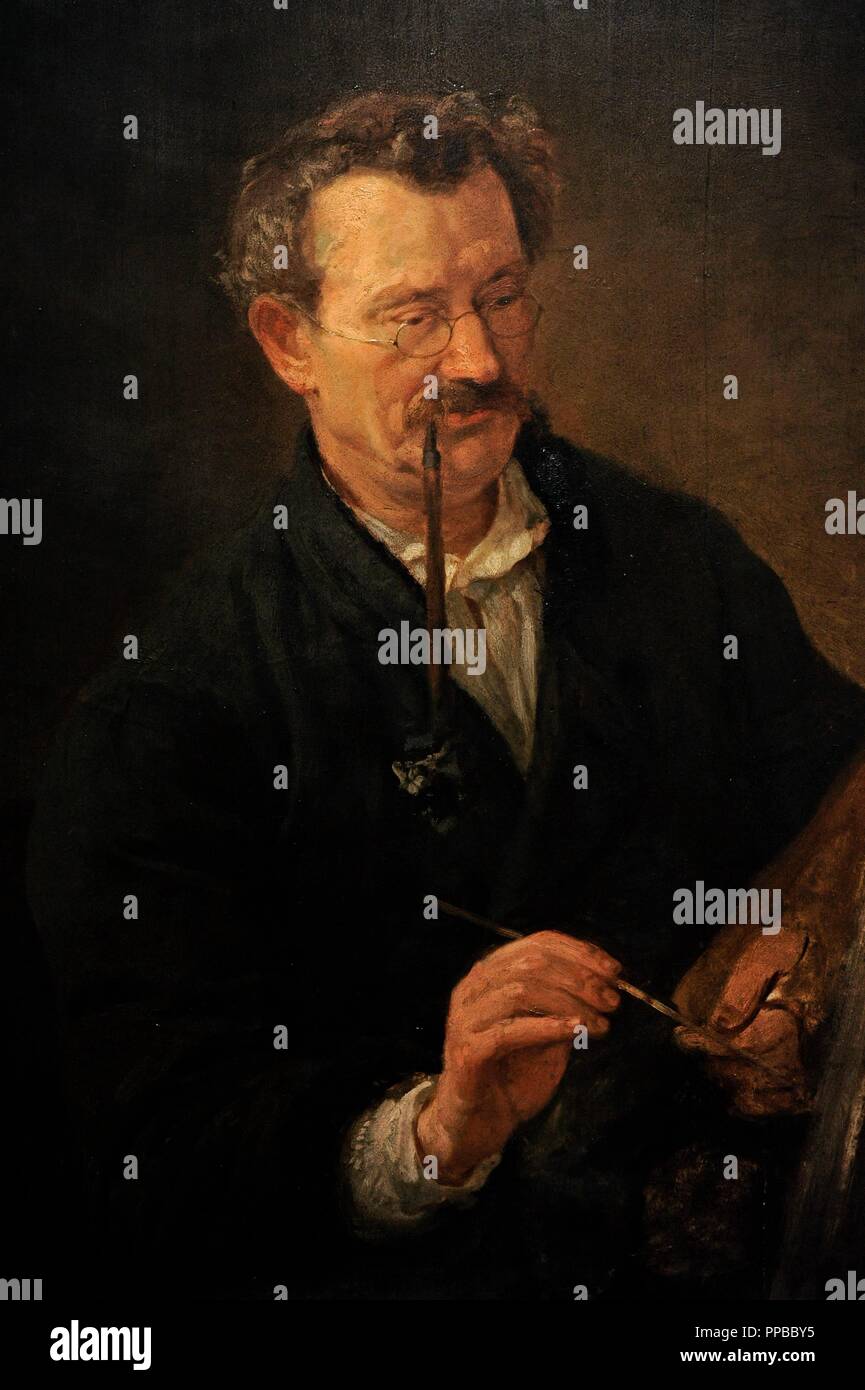 Wilhelm August Stryowski (1834-1917). Deutsch-polnische Maler. Portrait des Malers David Carl Franz. Danzig, 1858-60. Öl auf Holz. National Museum. Danzig. Polen. Stockfoto