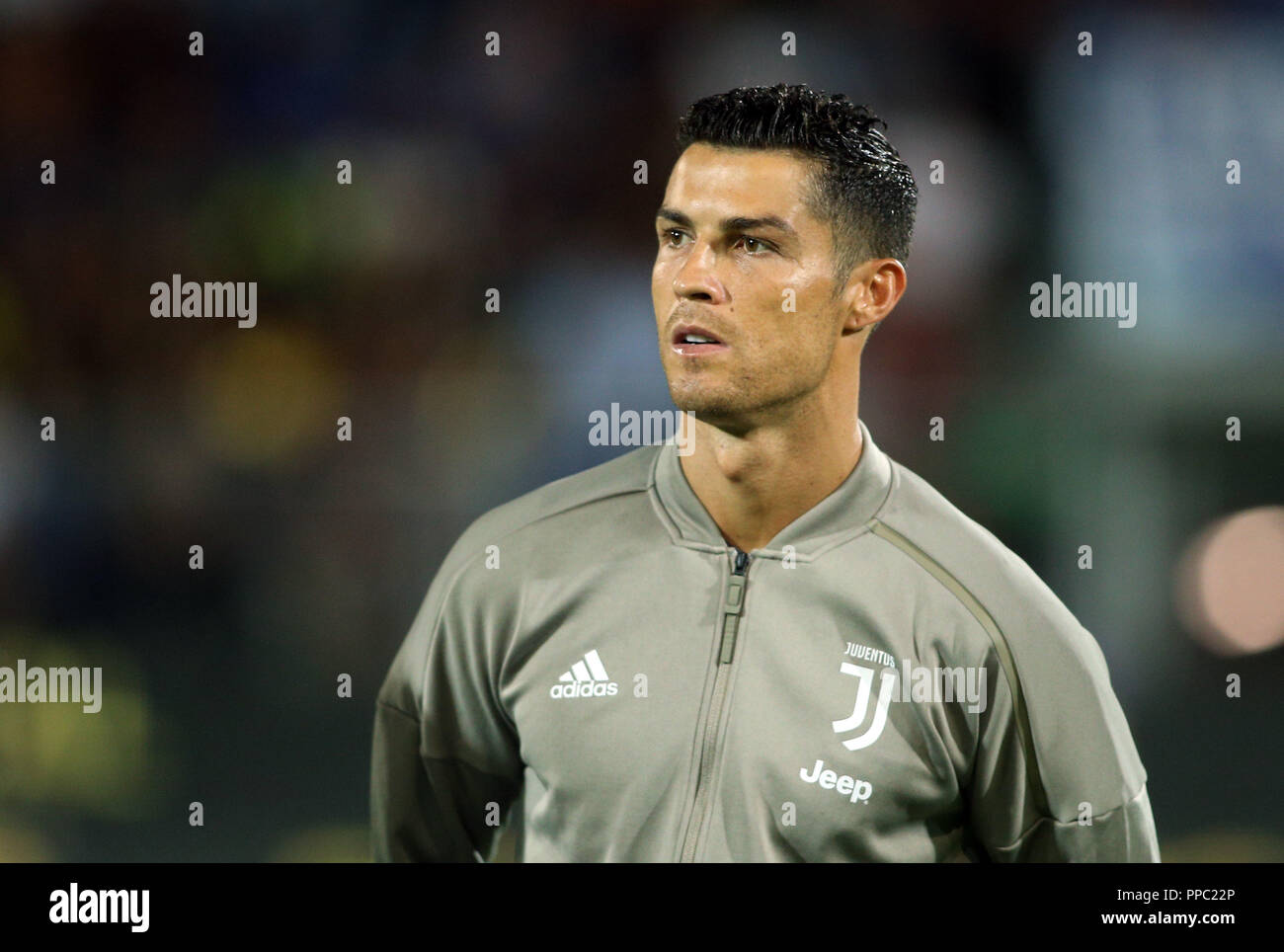 Frosinone, Italien. 24 Sep, 2018. 23.09.2018. Stadio, Matusa Frosinone, Italien. SERIE A: CRISTIANO RONALDO VOR der italienischen Serie A Match zwischen FROSINONE CALCIO v FC Juventus am Stadion in Matusa Frosinone. Credit: Unabhängige Fotoagentur/Alamy leben Nachrichten Stockfoto