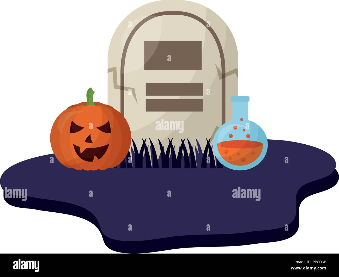 Halloween Grab mit Kürbis und Gift isolierte Symbol Stock Vektor