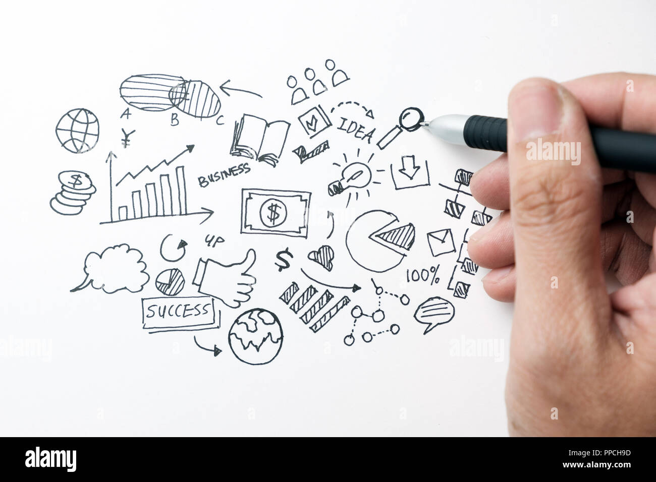 Business doodles set Symbole - Hand gezeichnet Stockfoto