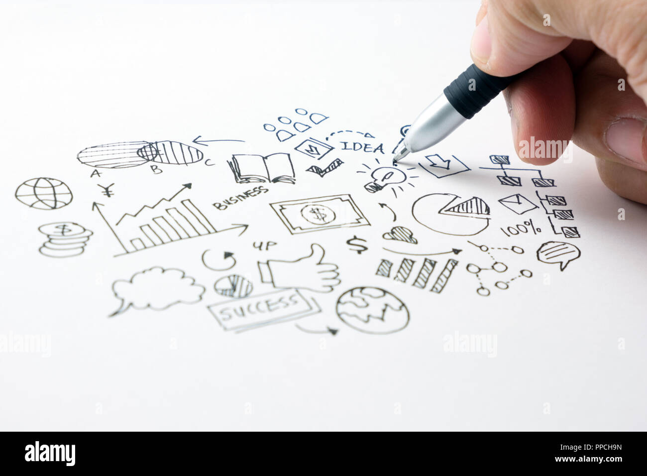 Business doodles set Symbole - Hand gezeichnet Stockfoto