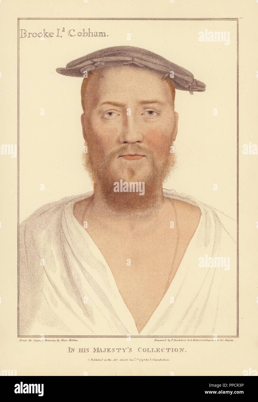 George Brooke, 9 Lord Cobham, 1497-1558. Papierkörbe Kupferstich von Francis Bartolozzi nach Hans Holbein aus Faksimiles von Originalzeichnungen von Hans Holbein, Hamilton, Adams, London, 1884. Stockfoto