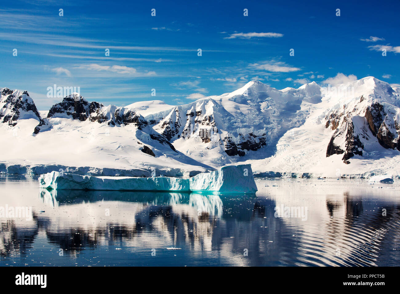 Die gerlache Strait trennt das Palmer Archipel von der Antarktischen Halbinsel aus Anvers Island. Die antartic Peninsula ist eine der schnellsten Erwärmung Gebiete des Planeten. Stockfoto