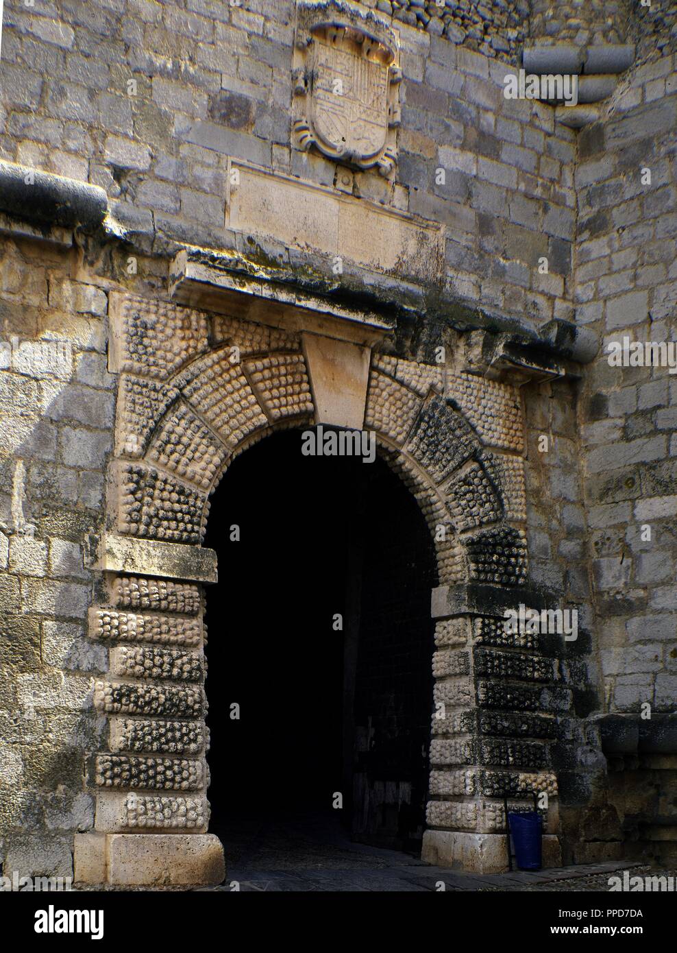 MURALLAS DEL CASTILLO DE PEÑISCOLA - PUERTA DE FELIPE II - SIGLO XVI. Autor: ANTONELLI BAUTISTA. Lage: CASTILLO. Castellón. Spanien. Stockfoto