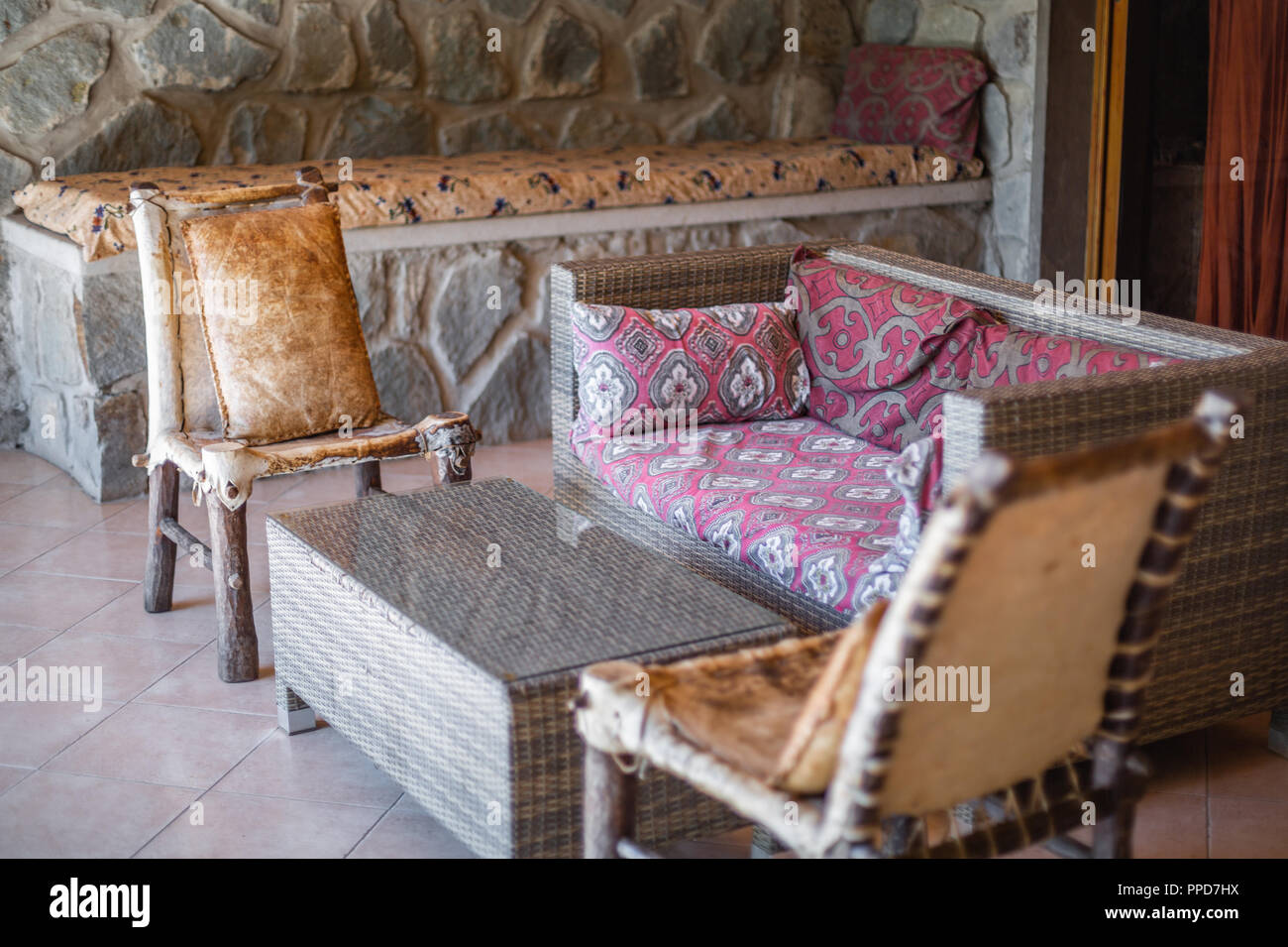 Äthiopische Wohnzimmer im Freien Terrasse Stockfoto