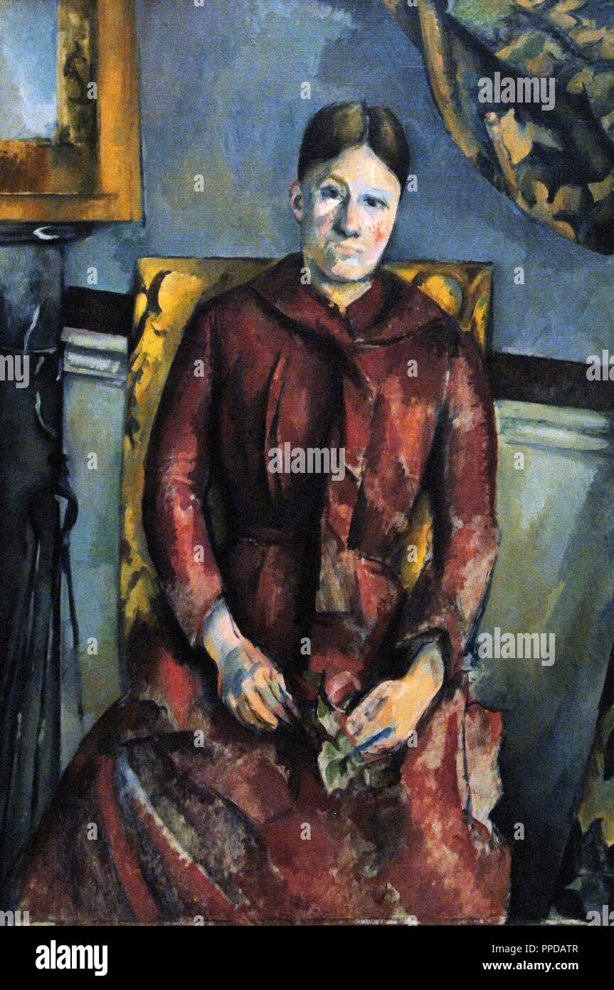 Paul Cezanne (1839-1906). French Post-Impressionist Painter. Madame Cezanne (1850-1922) im roten Kleid. Öl auf Leinwand. Metropolitan Museum. New York. In den Vereinigten Staaten. Stockfoto