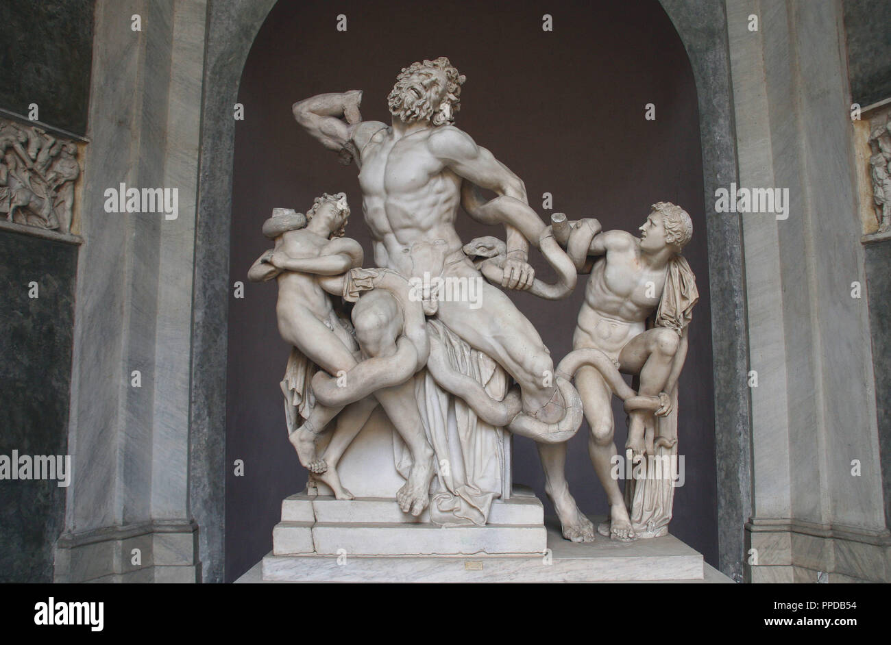 Kunst Griechische. Hellenistische. Statue von lacoon und seine Söhne (Antiphates und Thymbraeus). Die Skulptur ist von drei Bildhauer aus der Insel Rhodos zugeschrieben. Und Athenedores Agesander, Polydorus. 2. BC. Vaticans Museen. Vatikanstadt. Stockfoto