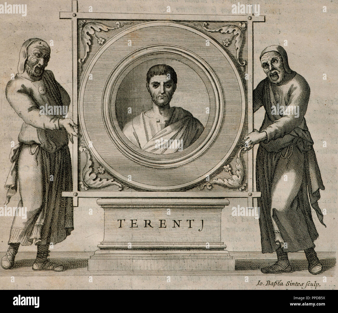 Terence (195-159 v. Chr.). Dramatiker während der römischen Republik. Gravur. 1736. Stockfoto