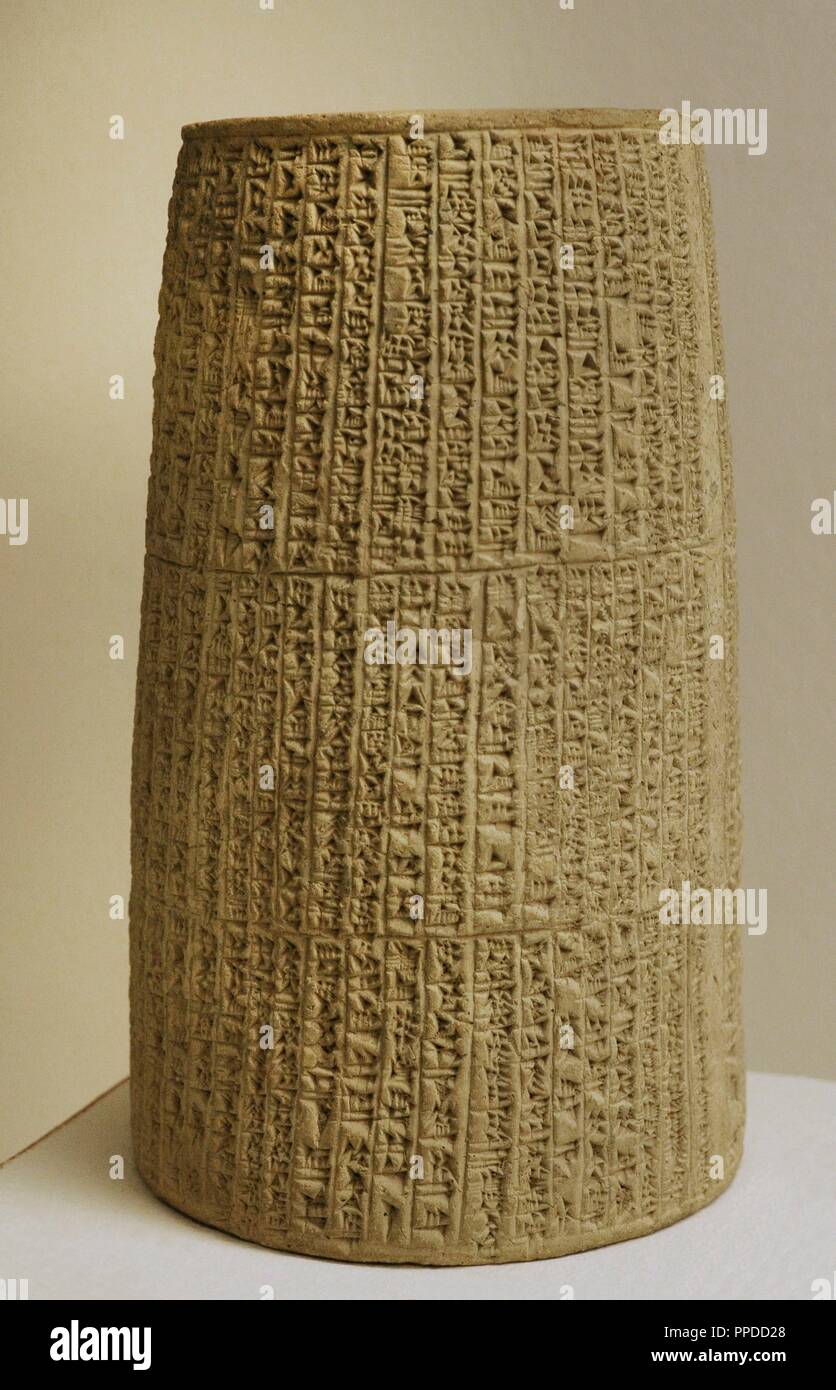 Mesopotamien. Neubabylonischen Reiches. Clay Kegel mit einer Inschrift von Nebukadnezar II. (630-562 v. Chr.). Die Eremitage. Sankt Petersburg. Russland. Stockfoto