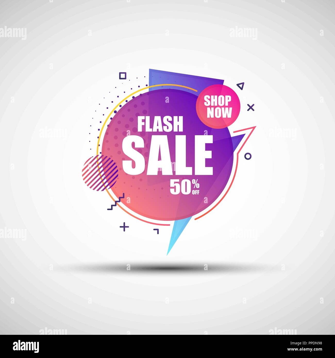 Moderne geometrischen Gradienten verkauf Banner. Vector Illustration der abstrakten bunte Flash Sale Banner aus verschiedenen einfachen Formen für Ihr Design Stock Vektor