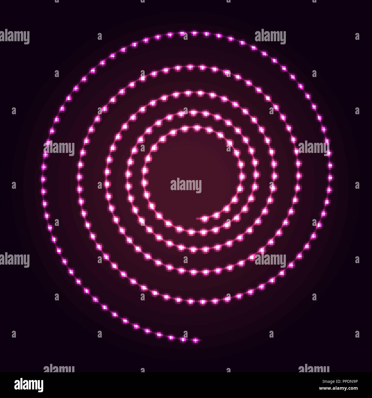 Leuchtenden Punkte und Linien. Spiralförmig abstrakte Neonlichter Hintergrund für Ihr Design Stock Vektor