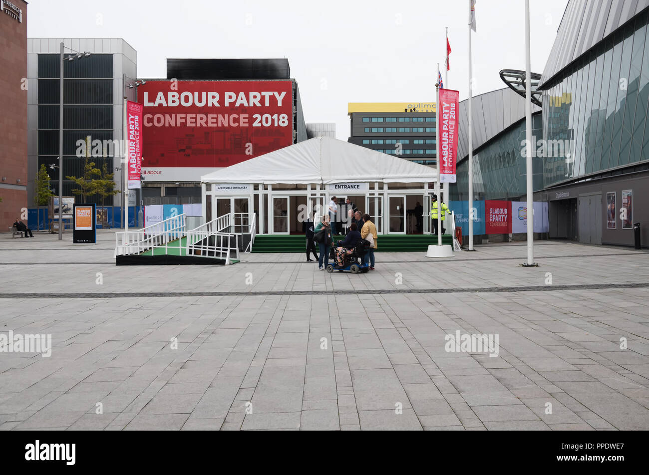 Eintritt in die Labour Party Konferenz im ACC Conference Centre Liverpool 2018. Stockfoto