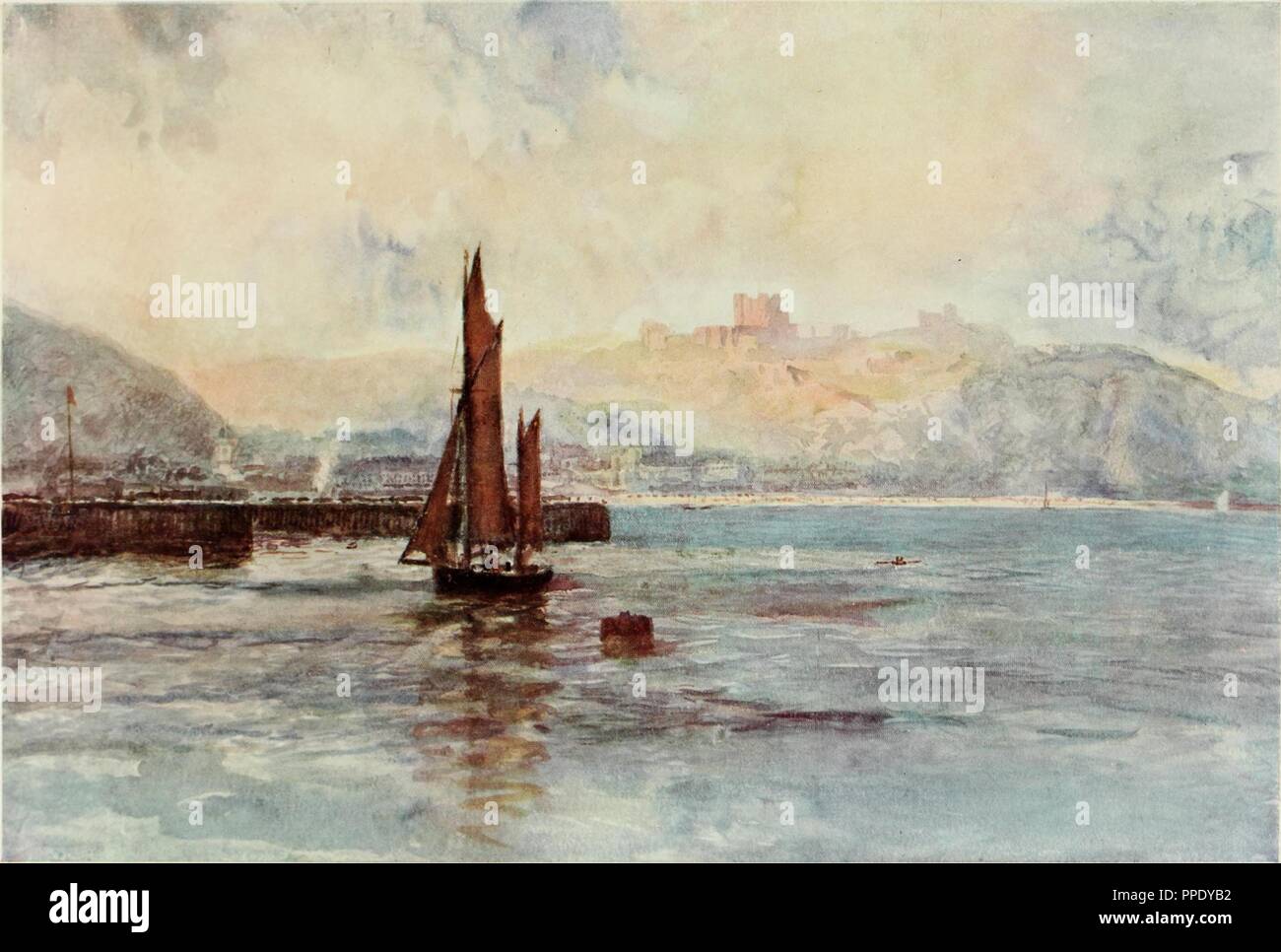 Aquarell Zeichnung 'Düber Abend" von J. Buxton Ritter, aus dem Buch "Internationale Studio einer illustrierten Zeitschrift für Bildende und Angewandte Kunst", 1908. Mit freundlicher Genehmigung Internet Archive. () Stockfoto