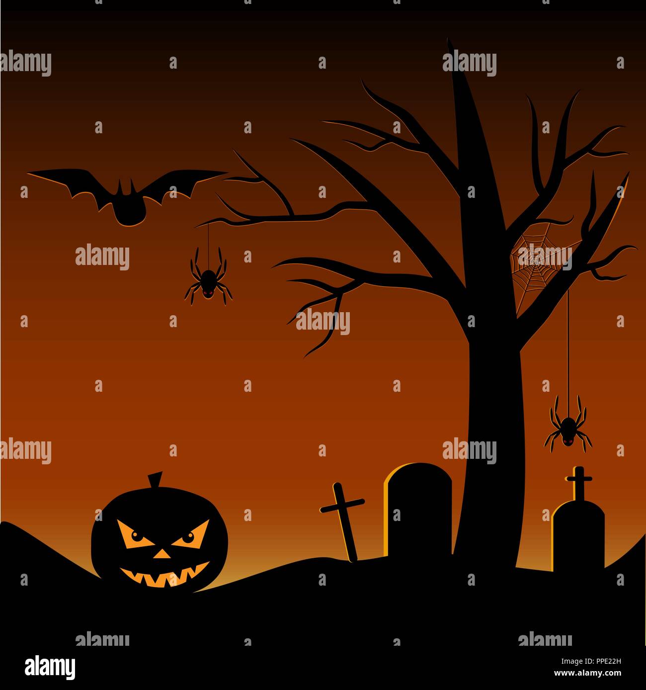 Scary Halloween tree Stock Vektor