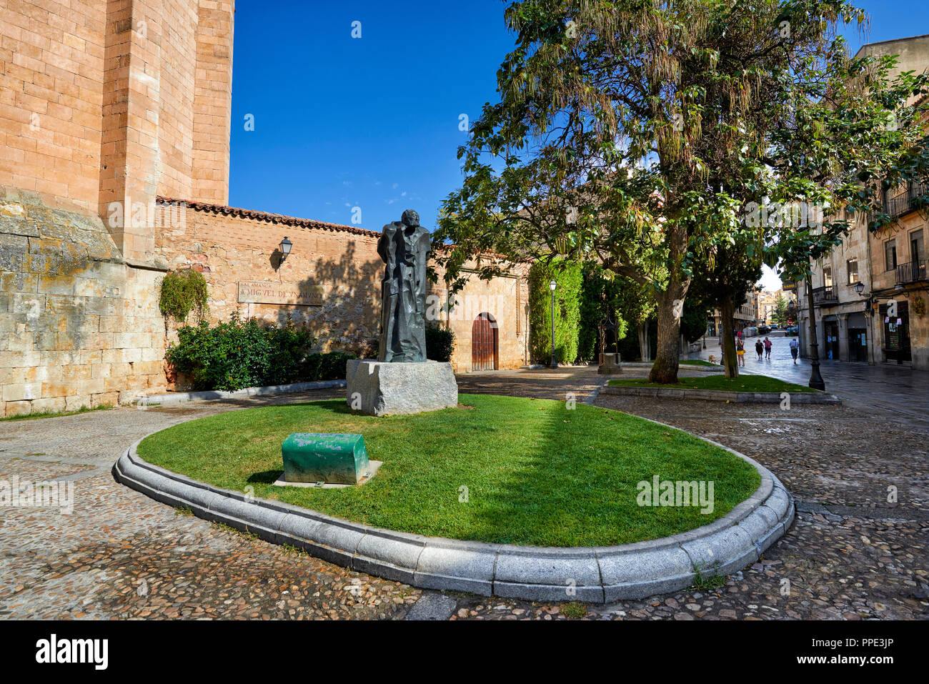 Miguel de Unamuno Skulptur, Salamanca, Spanien, Europa Stockfoto