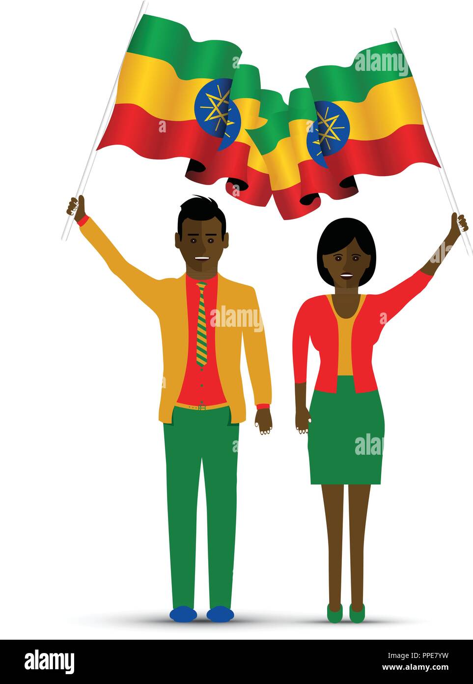 Äthiopien Flagge schwenken Stock Vektor