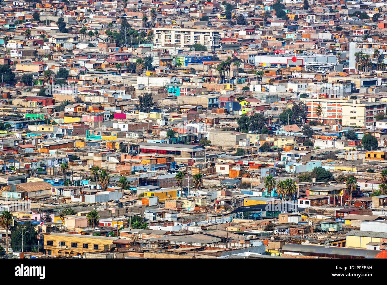 Luftaufnahme der Stadt Arica, Chile Stockfoto