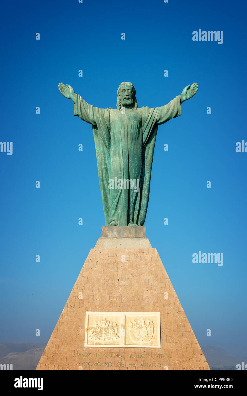 Christus, der Frieden, El Morro Mirador in Arica, Chile Stockfoto