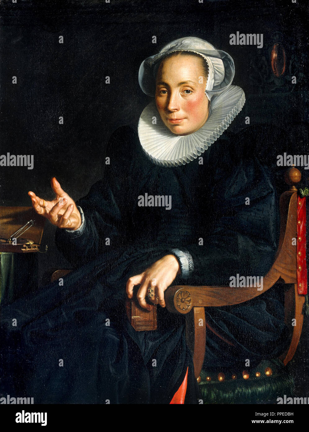 Joachim Wtewael, Portrait von Christina Wtewael Van Halen (1568-1629). 1601, Öl auf Leinwand. Centraal Museum in Utrecht, Niederlande. Stockfoto
