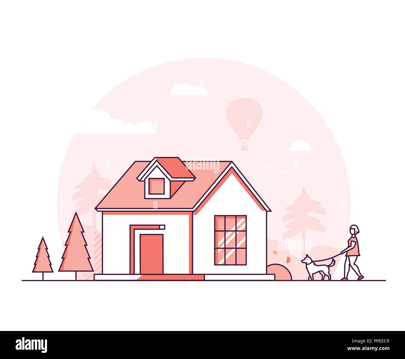 Stadt leben - Moderne thin line Design Vector Illustration Stock Vektor