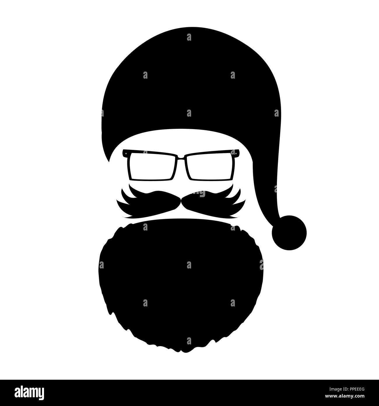 Weihnachtsmann Mütze, Bart und Schnurrbart Stock Vektor