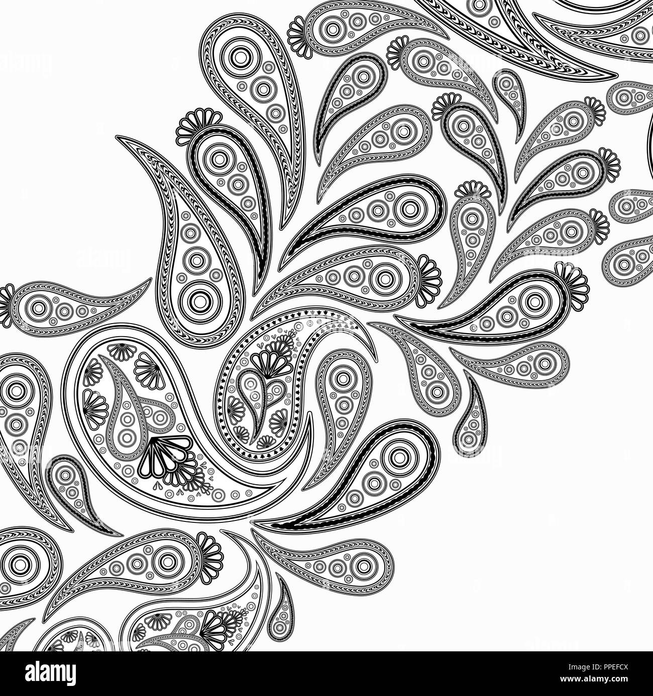 Paisley Black Tusk Vector Hintergrund Floral Design Pattern Indische Kunst Ornament Stock Vektorgrafik Alamy