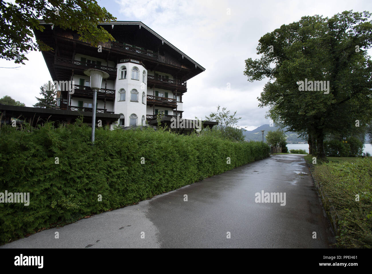 Hotel Lederer am Bad Wiessee, Bayern. Dieses Hotel als der Ort bekannt ist, wo Adolf Hitler Ernst Röhm 1934 (Nacht der langen Messer) verhaftet. Das Hotel ist in der Insolvenz und vielleicht wird es abgerissen werden. Stockfoto