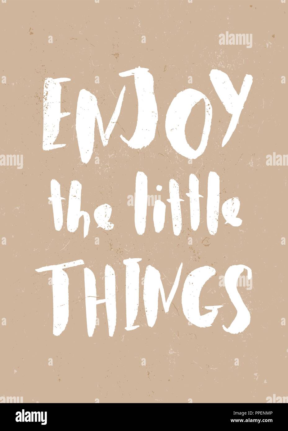 Die kleinen Dinge - inspirational Anführungsstrich poster Design genießen. Hand beschriftete Text in Weiß auf Handwerk Papier Hintergrund. Stock Vektor