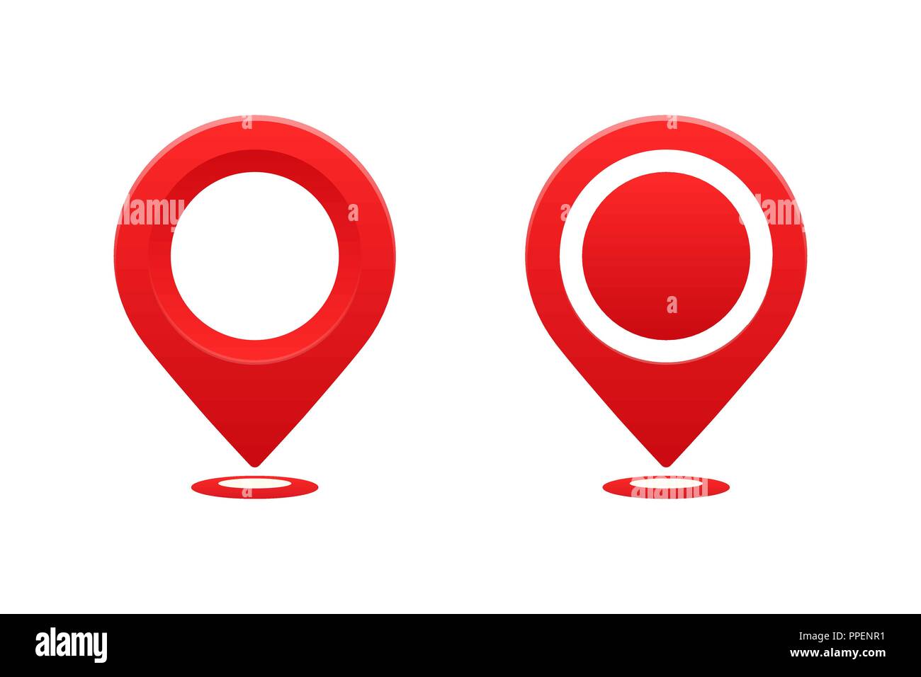 Symbole Ortszeiger. Pointer Stift Marker für Reisen Ort Vector Illustration. GPS-Navigation. Stock Vektor