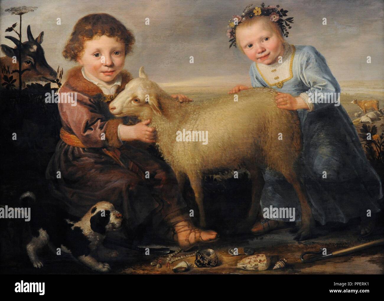 Jacob Gerritsz. Cuyp (1594-1651/1652). Niederländische Maler. Zwei Kinder mit Lamm. Wallraf-Richartz-Museum. Köln. Deutschland. Stockfoto