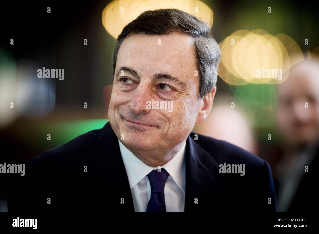 Mario Draghi, Präsident der Europäischen Zentralbank (EZB), der Finance Tag der Sueddeutschen Zeitung in Frankfurt am Main. Stockfoto