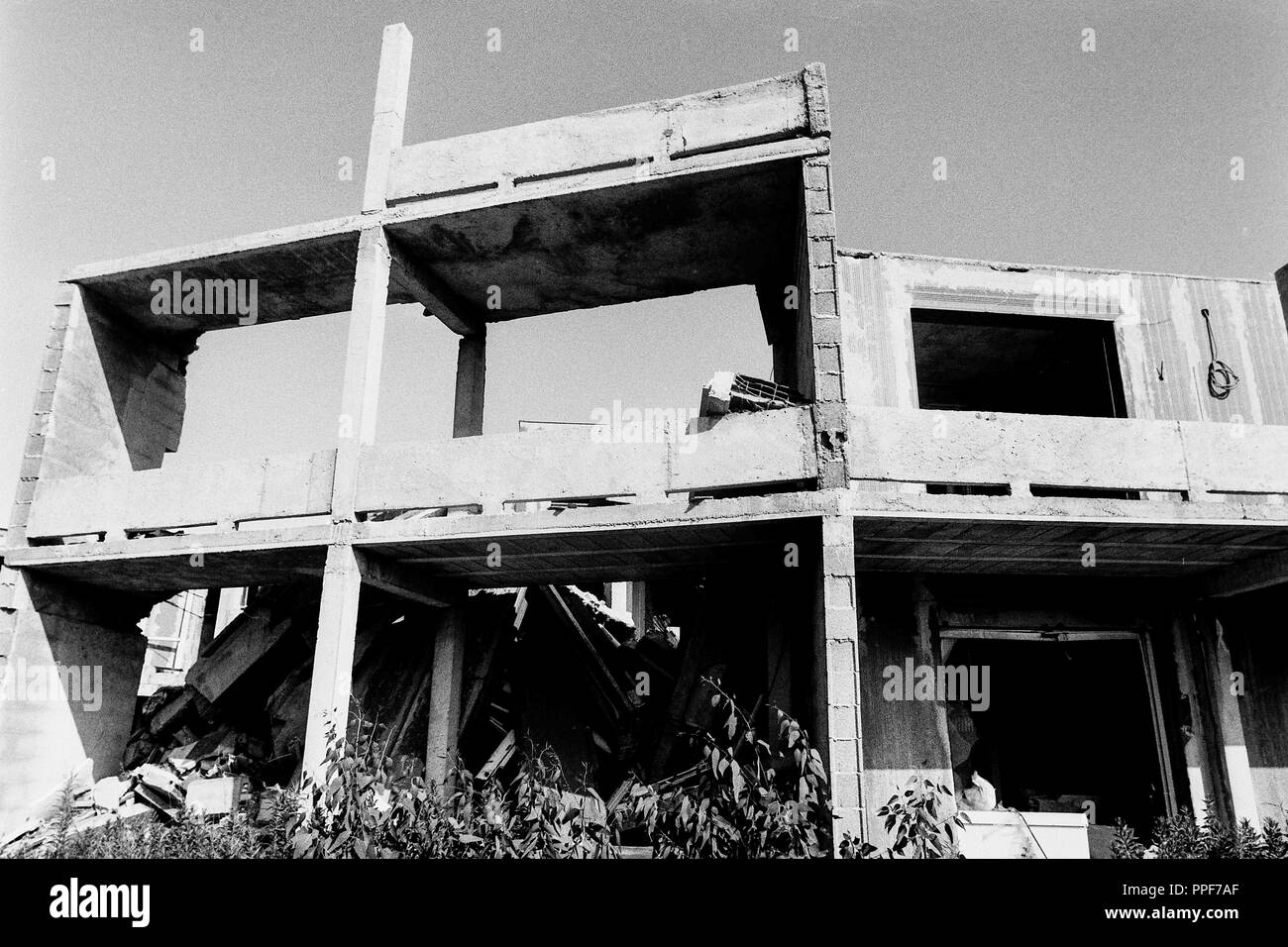 FLNC Separatisten Bombe ein Ferien Dorf im Bau, Calvi, Korsika, Frankreich Stockfoto