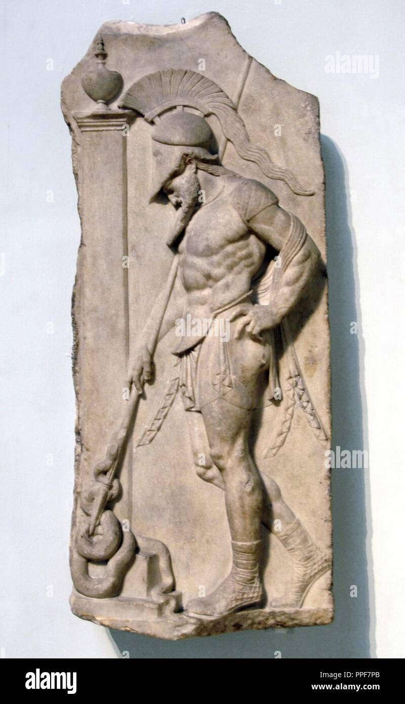 Griechische Krieger. Hellenistische. 1. Jh.V.Chr. Von Rhodos. British Museum. London. England. Vereinigtes Königreich. Stockfoto
