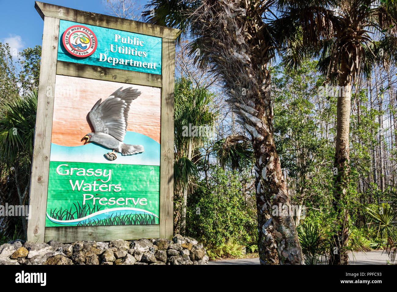 West Palm Beach Florida, grasbewachsene Gewässer, Naturschutzgebiet für Feuchtgebiete, Stadtwerke, Land, FL180212139 Stockfoto